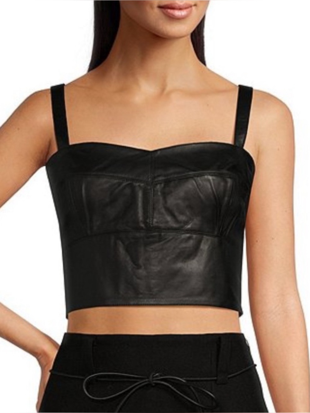 Le' AL.X Leather Sweetheart Crop Bustier Top